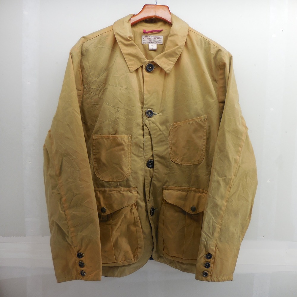 Vintage Filson Tin Cloth Waxed Field Jacket Mens Large USA Style 10415 Utility